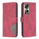 For Honor 90 Pro Magnetic Buckle Rhombus Texture Leather Phone Case(Red) - 1