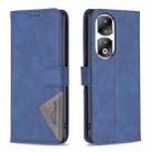 For Honor 90 Pro Magnetic Buckle Rhombus Texture Leather Phone Case(Blue) - 1