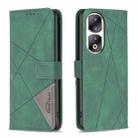 For Honor 90 Pro Magnetic Buckle Rhombus Texture Leather Phone Case(Green) - 1
