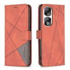 For Honor 90 Pro Magnetic Buckle Rhombus Texture Leather Phone Case(Brown) - 1