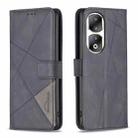 For Honor 90 Pro Magnetic Buckle Rhombus Texture Leather Phone Case(Black) - 1