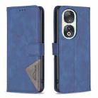 For Honor 90 5G Magnetic Buckle Rhombus Texture Leather Phone Case(Blue) - 1