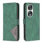 For Honor 90 5G Magnetic Buckle Rhombus Texture Leather Phone Case(Green) - 1