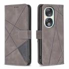 For Honor 90 5G Magnetic Buckle Rhombus Texture Leather Phone Case(Grey) - 1