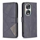 For Honor 90 5G Magnetic Buckle Rhombus Texture Leather Phone Case(Black) - 1