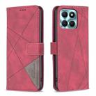 For Honor X6a Magnetic Buckle Rhombus Texture Leather Phone Case(Red) - 1