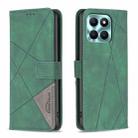 For Honor X6a Magnetic Buckle Rhombus Texture Leather Phone Case(Green) - 1