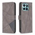 For Honor X6a Magnetic Buckle Rhombus Texture Leather Phone Case(Grey) - 1