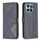 For Honor X6a Magnetic Buckle Rhombus Texture Leather Phone Case(Black) - 1