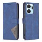 For Honor X7A Magnetic Buckle Rhombus Texture Leather Phone Case(Blue) - 1