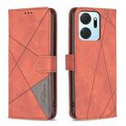 For Honor X7A Magnetic Buckle Rhombus Texture Leather Phone Case(Brown) - 1