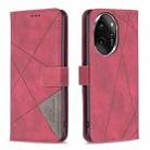 For Honor 100 Pro Magnetic Buckle Rhombus Texture Leather Phone Case(Red) - 1