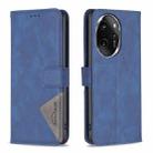 For Honor 100 Pro Magnetic Buckle Rhombus Texture Leather Phone Case(Blue) - 1