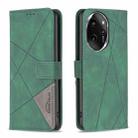 For Honor 100 Pro Magnetic Buckle Rhombus Texture Leather Phone Case(Green) - 1