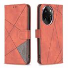 For Honor 100 Pro Magnetic Buckle Rhombus Texture Leather Phone Case(Brown) - 1