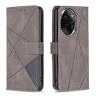 For Honor 100 Pro Magnetic Buckle Rhombus Texture Leather Phone Case(Grey) - 1