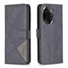 For Honor 100 Pro Magnetic Buckle Rhombus Texture Leather Phone Case(Black) - 1