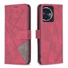 For Honor 100 Magnetic Buckle Rhombus Texture Leather Phone Case(Red) - 1