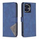 For Honor 100 Magnetic Buckle Rhombus Texture Leather Phone Case(Blue) - 1