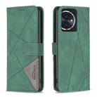 For Honor 100 Magnetic Buckle Rhombus Texture Leather Phone Case(Green) - 1