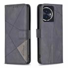 For Honor 100 Magnetic Buckle Rhombus Texture Leather Phone Case(Black) - 1