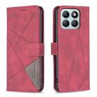 For Honor X8b Magnetic Buckle Rhombus Texture Leather Phone Case(Red) - 1