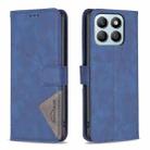 For Honor X8b Magnetic Buckle Rhombus Texture Leather Phone Case(Blue) - 1