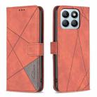 For Honor X8b Magnetic Buckle Rhombus Texture Leather Phone Case(Brown) - 1