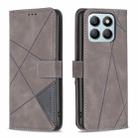 For Honor X8b Magnetic Buckle Rhombus Texture Leather Phone Case(Grey) - 1