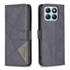 For Honor X8b Magnetic Buckle Rhombus Texture Leather Phone Case(Black) - 1