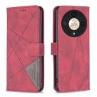 For Honor X9b/Magic6 Lite 5G Magnetic Buckle Rhombus Texture Leather Phone Case(Red) - 1