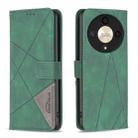 For Honor X9b/Magic6 Lite 5G Magnetic Buckle Rhombus Texture Leather Phone Case(Green) - 1