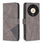 For Honor X9b/Magic6 Lite 5G Magnetic Buckle Rhombus Texture Leather Phone Case(Grey) - 1