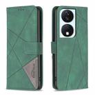 For Honor X7b Magnetic Buckle Rhombus Texture Leather Phone Case(Green) - 1