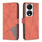 For Honor X7b Magnetic Buckle Rhombus Texture Leather Phone Case(Brown) - 1