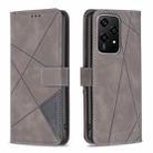 For Honor 200 Lite Global Magnetic Buckle Rhombus Texture Leather Phone Case(Grey) - 1