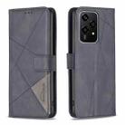 For Honor 200 Lite Global Magnetic Buckle Rhombus Texture Leather Phone Case(Black) - 1