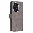 For Honor 200 Magnetic Buckle Rhombus Texture Leather Phone Case(Grey) - 3