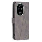 For Honor 200 Pro Magnetic Buckle Rhombus Texture Leather Phone Case(Grey) - 3