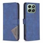 For Honor X6b Magnetic Buckle Rhombus Texture Leather Phone Case(Blue) - 1