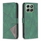 For Honor X6b Magnetic Buckle Rhombus Texture Leather Phone Case(Green) - 1