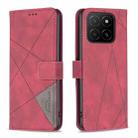 For Honor X5b Magnetic Buckle Rhombus Texture Leather Phone Case(Red) - 1