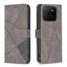 For Honor X5b Magnetic Buckle Rhombus Texture Leather Phone Case(Grey) - 1