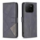 For Honor X5b Magnetic Buckle Rhombus Texture Leather Phone Case(Black) - 1