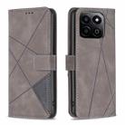 For Honor 200 Smart / X7C Magnetic Buckle Rhombus Texture Leather Phone Case(Grey) - 1