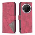 For Honor X9c 5G Global Magnetic Buckle Rhombus Texture Leather Phone Case(Red) - 1