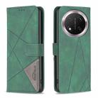 For Honor X9c 5G Global Magnetic Buckle Rhombus Texture Leather Phone Case(Green) - 1