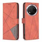 For Honor X9c 5G Global Magnetic Buckle Rhombus Texture Leather Phone Case(Brown) - 1