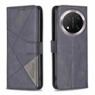 For Honor X9c 5G Global Magnetic Buckle Rhombus Texture Leather Phone Case(Black) - 1