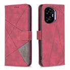 For Honor 300 Magnetic Buckle Rhombus Texture Leather Phone Case(Red) - 1